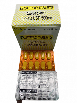[T01046]  Brucipro Ciprofloxacin 500mg Brawn Ấn Độ (H/100v) 