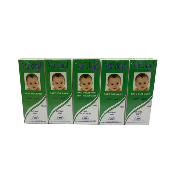 [T01099] Natri Clorid 0.9% nhỏ mắt Hà Nội (Cọc/10lọ/10ml) Date 06/2027