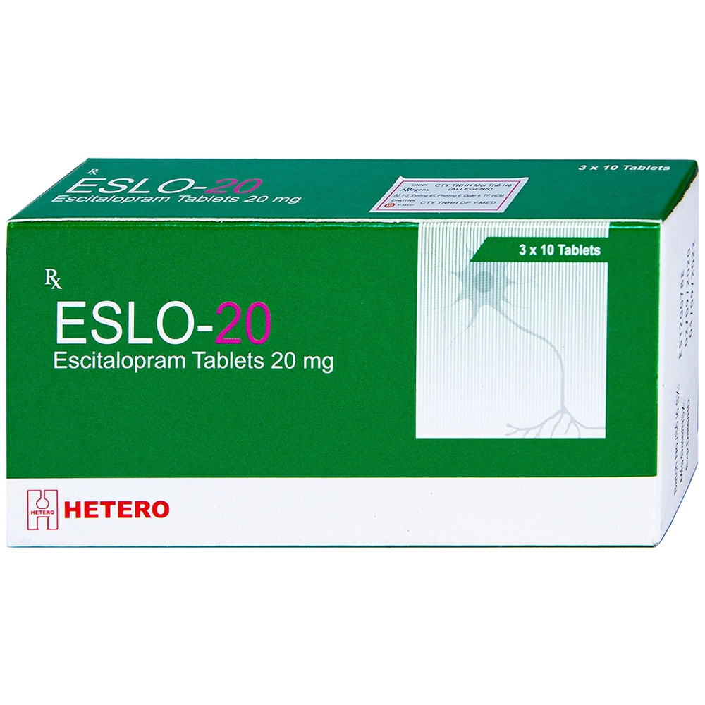[T01155] Eslo Escitalopram 20mg Hetero Ấn Độ (H/30v) 