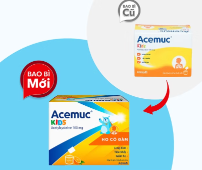 [T01163] Acemuc Kids Acetylcysteine 100mg Sanofi (H/30gói) Date 12/2027