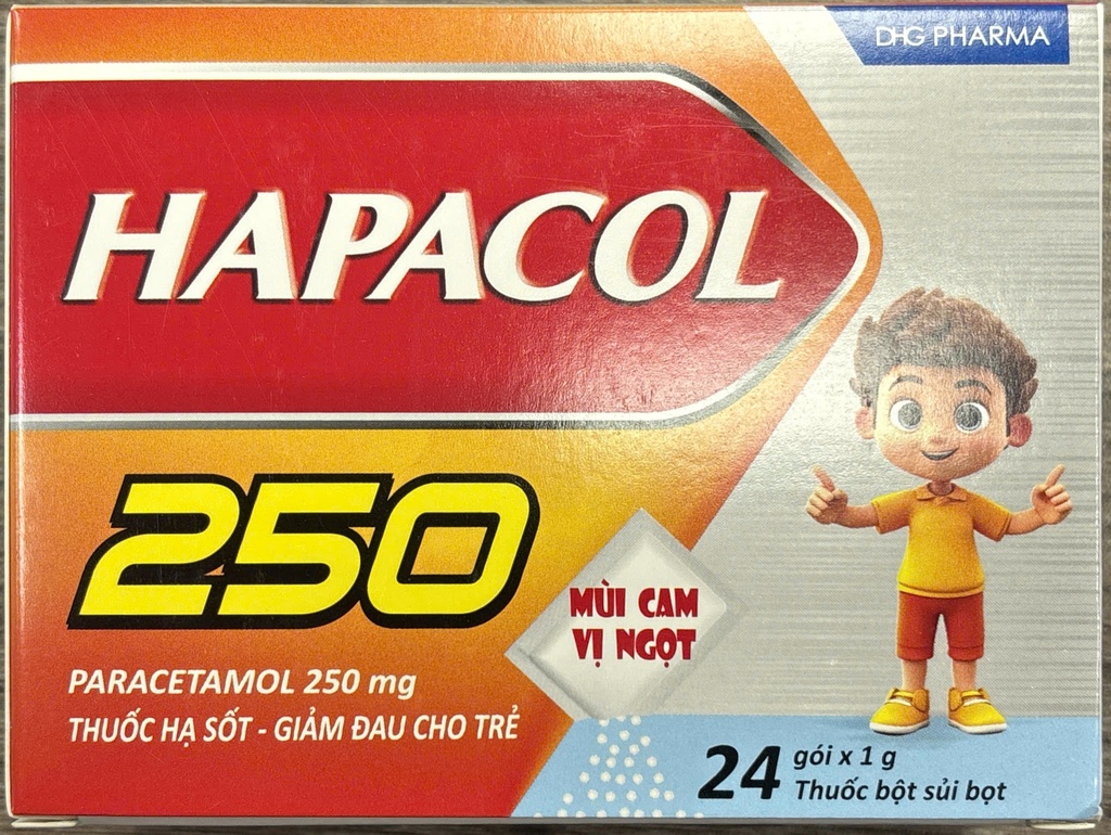 [T01277] Hapacol 250mg DHG Hậu Giang (H/24gói/1.5g) 