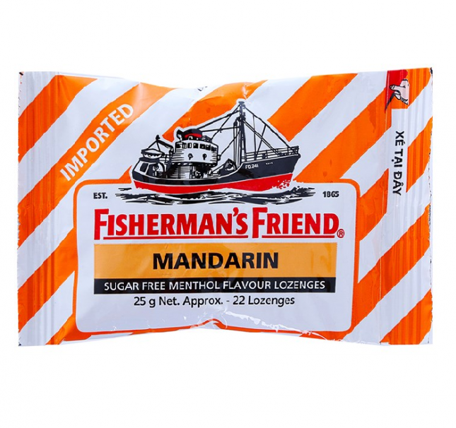 [T01312] Fisherman's Friend Kẹo Con Tàu Mandarin Quýt (Gói/25g) 