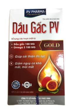 [T01326] Viên Dầu Gấc Gold PV Phúc Vinh (Lọ/100v) màu nâu date 06/2026