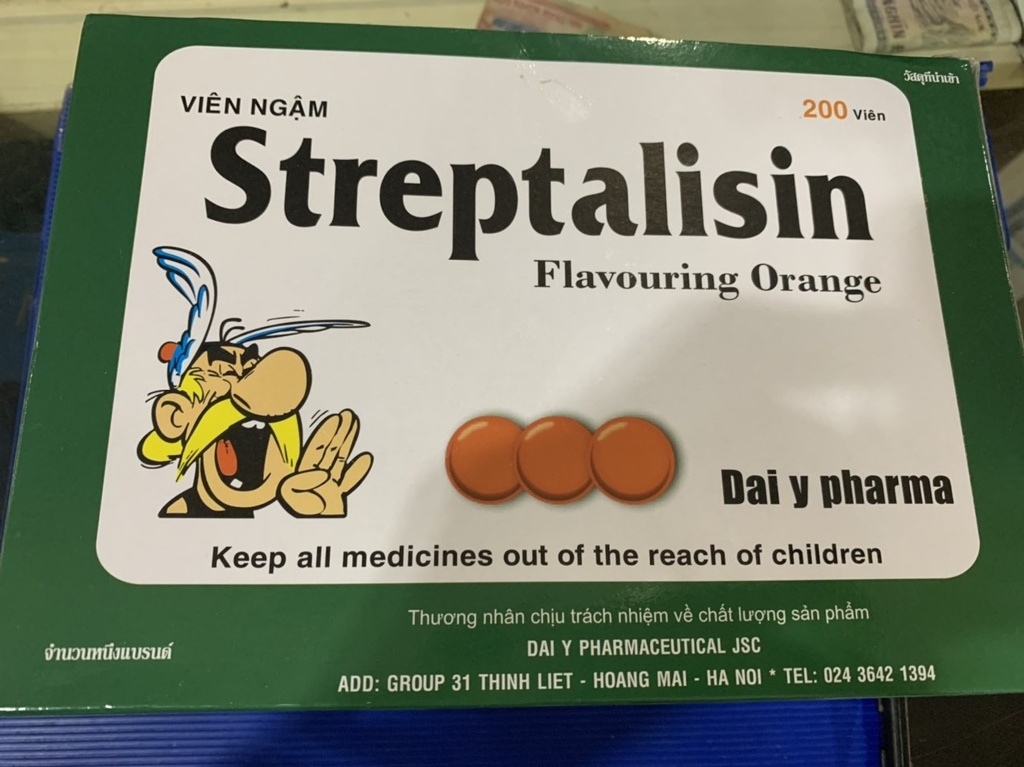 [T01592] Streptalisin ngậm vị cam Đại Y (H/200v) KHÔNG VỎ
