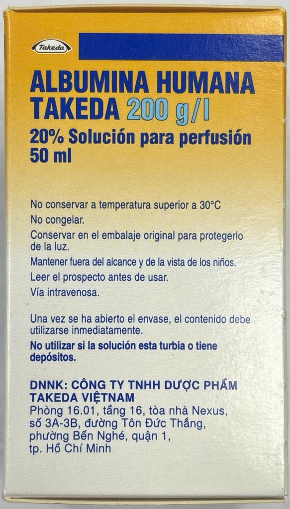 [T01902] Albumina Humana Takeda 200g/l  (Lọ/50ml)