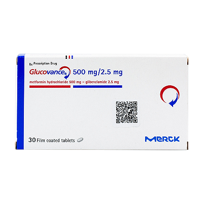 [T02030] Glucovance 500mg/2.5mg Merck (H/30v) Date 11/2025