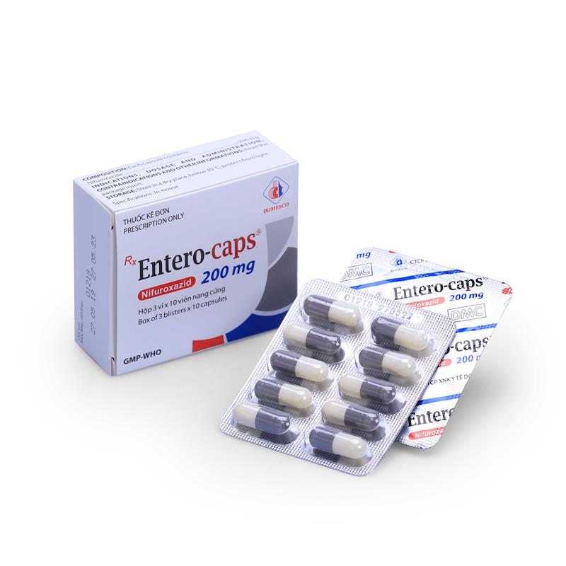 [T03142] Entero Caps Nifuroxazid 200mg Đồng Tháp (H/30v) Date 10/2026