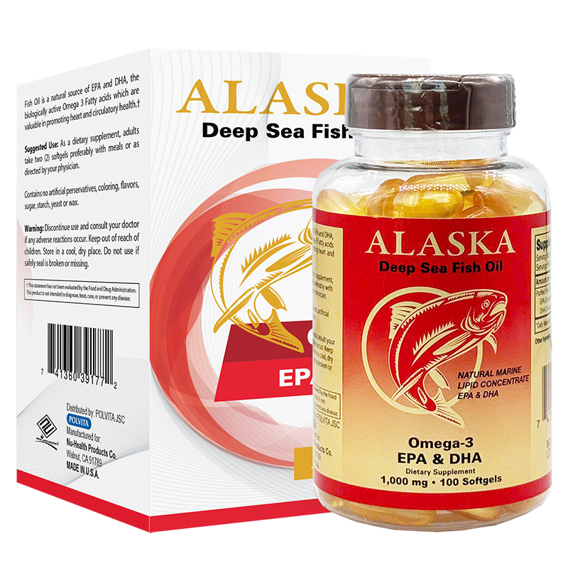 [T03146] Alaska Omega 3 EPA & DHA 1000mg Mỹ (Lọ/100v) (đỏ)