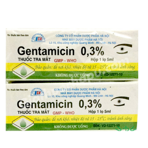 [T03267] Gentamicin 0.3% nhỏ mắt Hà Nội (Cọc/10lọ/5ml) date 09/2027