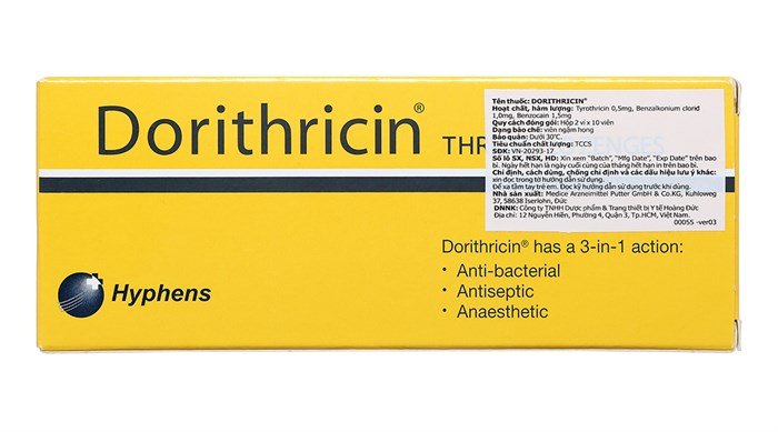 [T03330] Dorithricin ngậm không đường Đức (H/20v) Date 08/2027