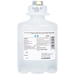 [T03360] Natri Clorid 0.9% Dịch Truyền Braun (Chai/100ml) Date 05/2026