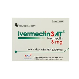[T03398] Ivermectin 3A.T Ivermectin 3mg An Thiên (H/4v) Date 08/2027
