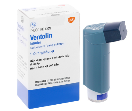 [T03422] Ventolin Inhaler Salbutamol 100mgc/liều xịt GSK Tây Ban Nha (Hộp/200 liều) Date 05/2027
