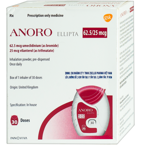 [T03432] Anoro Ellipta 62.5/25mcg GSK (Lọ/30liều) Date 06/2026