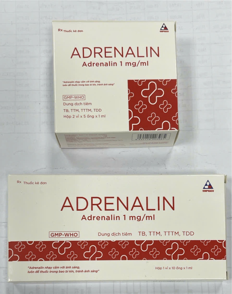 [T03633] Adrenalin 1mg/Ml Vĩnh Phúc (H/10o) Date 11/2027