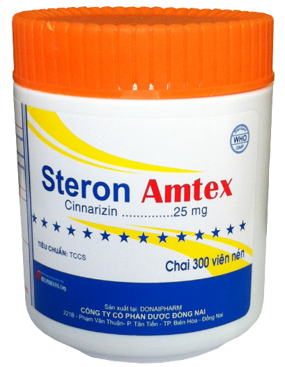 [T04189] Steron Amtex Cinnarizin 25mg Đồng Nai (Lọ/300v)  