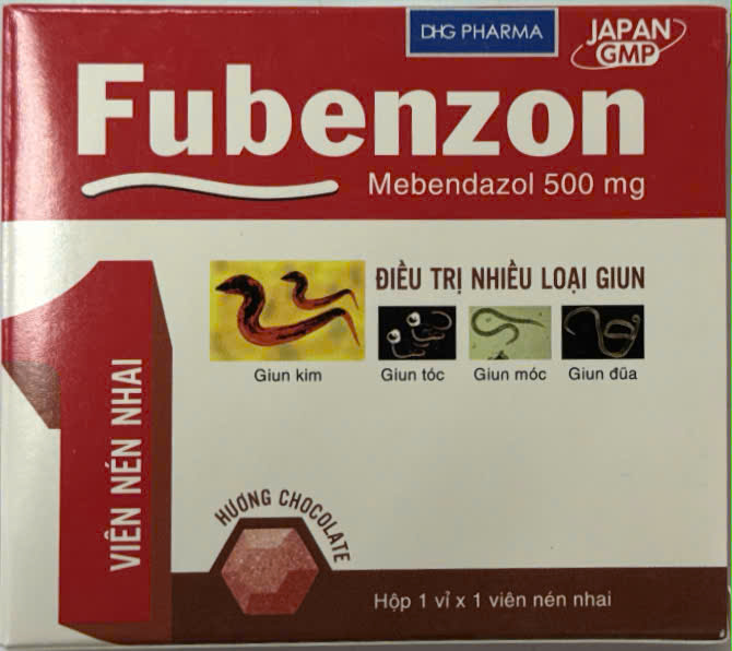 [T04327] Fubenzon Mebendazol 500mg DHG Hậu Giang (H/1v)