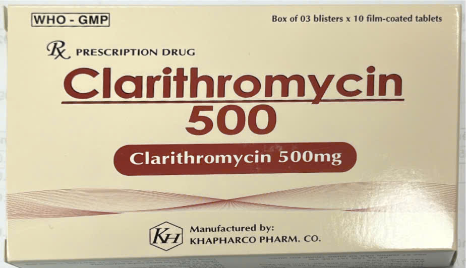 [T04626] Clarithromycin 500mg Khánh Hoà (H/30v)