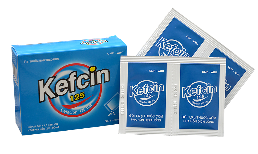 [T04767] Kefcin Cefaclor 125mg DHG Hậu Giang (H/24gói/1.5g) Date 12/2027