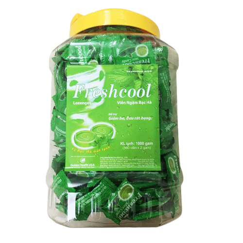 [T04835] Freshcool kẹo ngậm bạc hà Golden health USA (Lọ/500v) date 04/2027