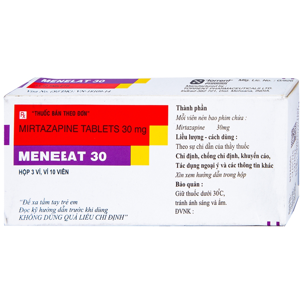 [T05281] Menelat  Mirtazapine 30mg Torrent Ấn Độ (H/30v) Date 05/2027