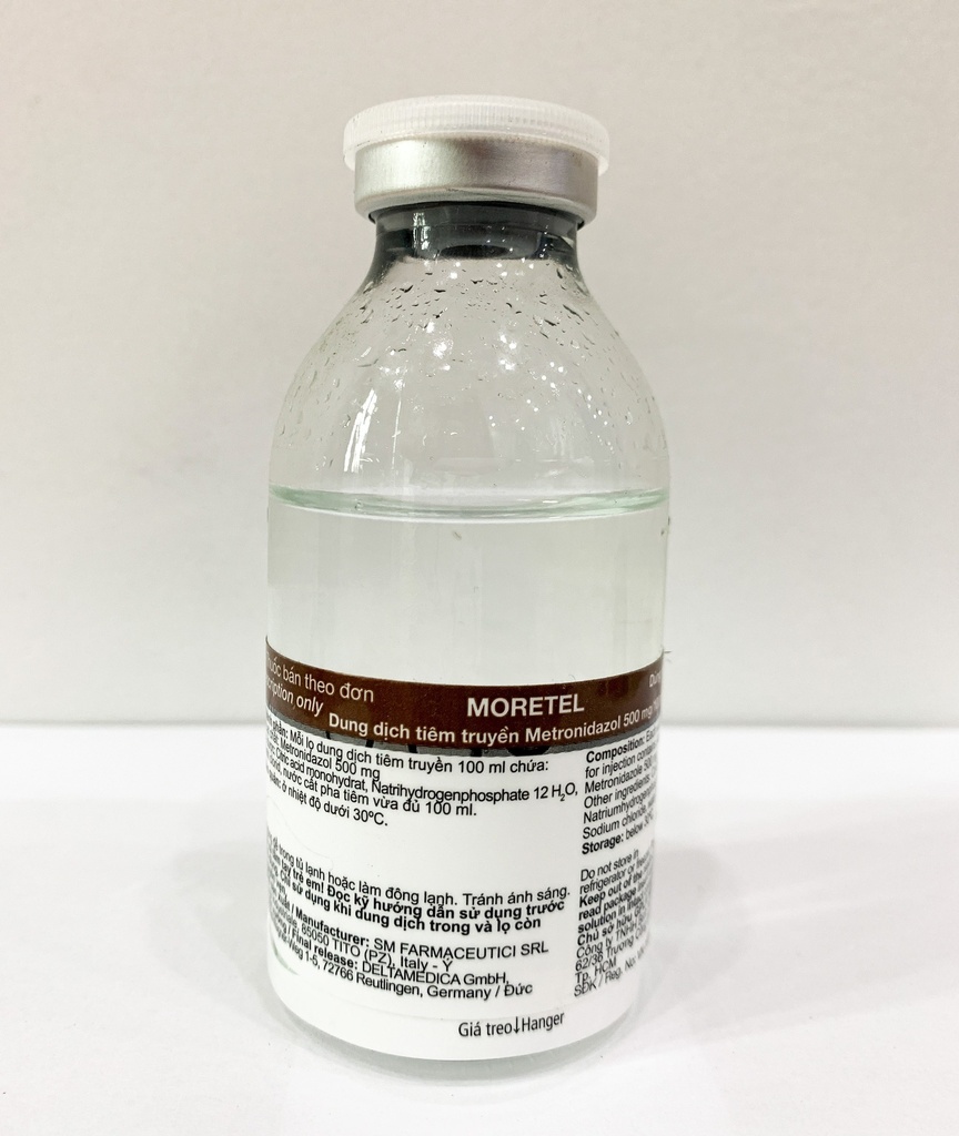 [T05358] Moretel Metronidazol 500mg/100ml Dịch truyền Đức (Lọ/100ml) Date 01/2027