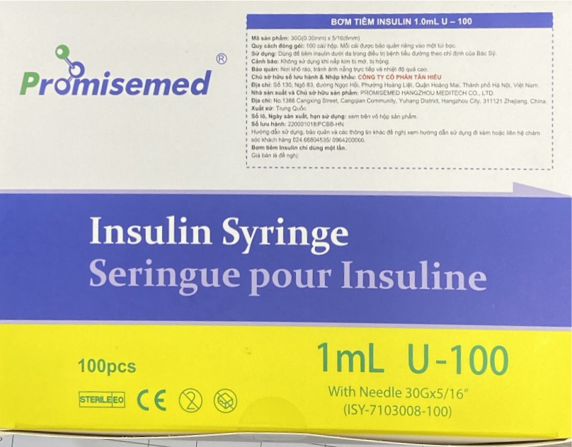 Promisemed Bơm tiêm insulin syringe 1ml U-100 (H/100c) | Top Thuốc
